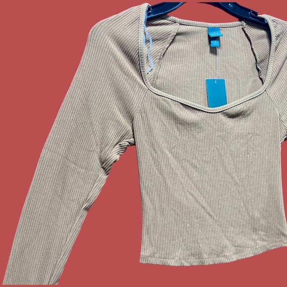 Wild Fable - Women's Long Sleeve Sweetheart Neck Shirt - Brown - Extra Small - Picture 12 of 13